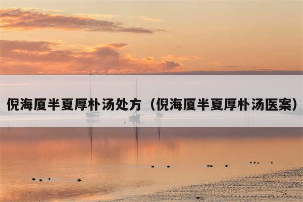 倪海厦半夏厚朴汤处方（倪海厦半夏厚朴汤医案）