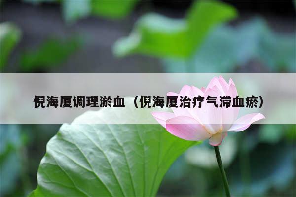 倪海厦调理淤血（倪海厦治疗气滞血瘀）