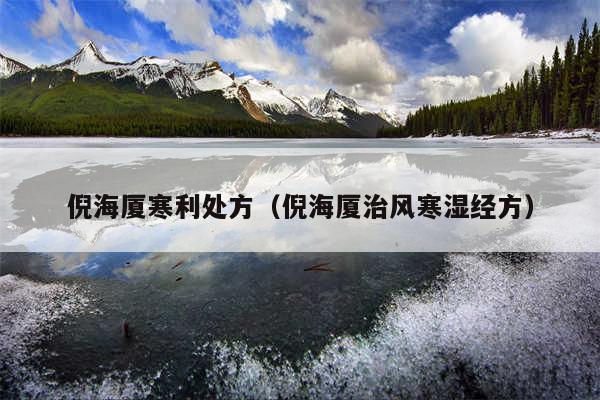 倪海厦寒利处方（倪海厦治风寒湿经方）