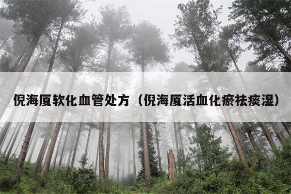 倪海厦软化血管处方（倪海厦活血化瘀祛痰湿）