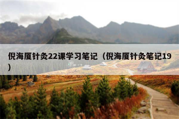 倪海厦针灸22课学习笔记（倪海厦针灸笔记19）