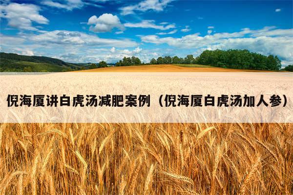 倪海厦讲白虎汤减肥案例（倪海厦白虎汤加人参）