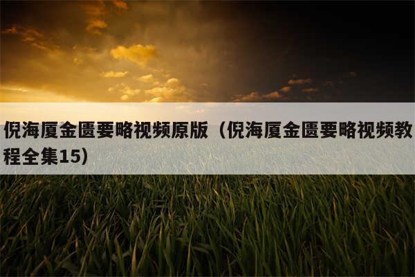 倪海厦金匮要略视频原版（倪海厦金匮要略视频教程全集15）