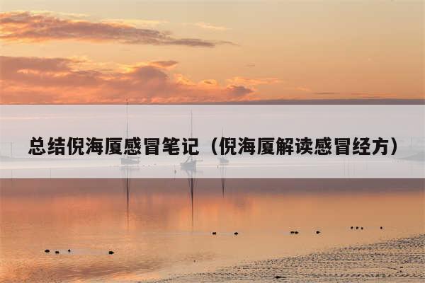 总结倪海厦感冒笔记（倪海厦解读感冒经方）