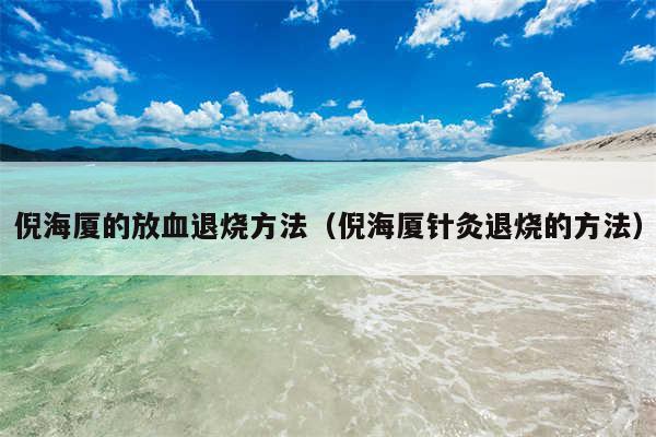 倪海厦的放血退烧方法（倪海厦针灸退烧的方法）