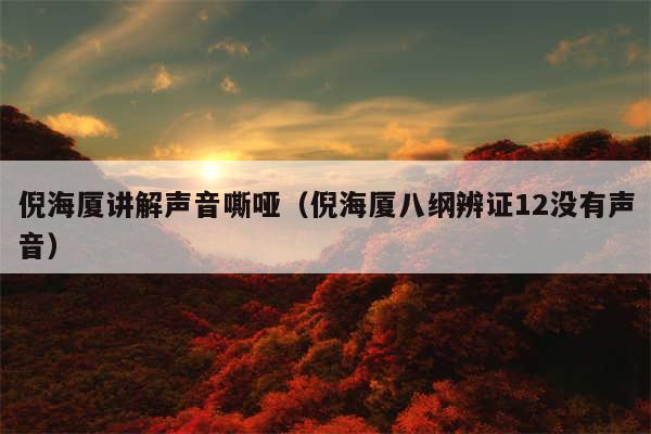 倪海厦讲解声音嘶哑（倪海厦八纲辨证12没有声音）
