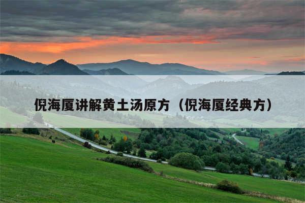 倪海厦讲解黄土汤原方(倪海厦经典方)