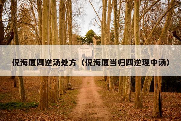 倪海厦四逆汤处方（倪海厦当归四逆理中汤）