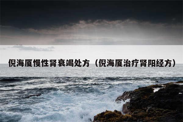 倪海厦慢性肾衰竭处方（倪海厦治疗肾阳经方）