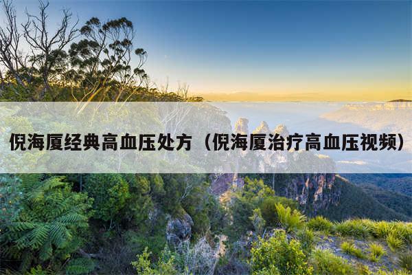 倪海厦经典高血压处方（倪海厦治疗高血压视频）