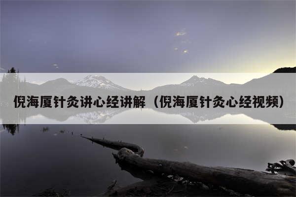 倪海厦针灸讲心经讲解（倪海厦针灸心经视频）