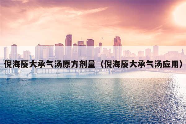 倪海厦大承气汤原方剂量（倪海厦大承气汤应用）
