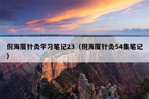 倪海厦针灸学习笔记23（倪海厦针灸54集笔记）
