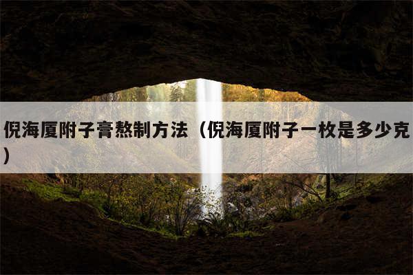 倪海厦附子膏熬制方法（倪海厦附子一枚是多少克）