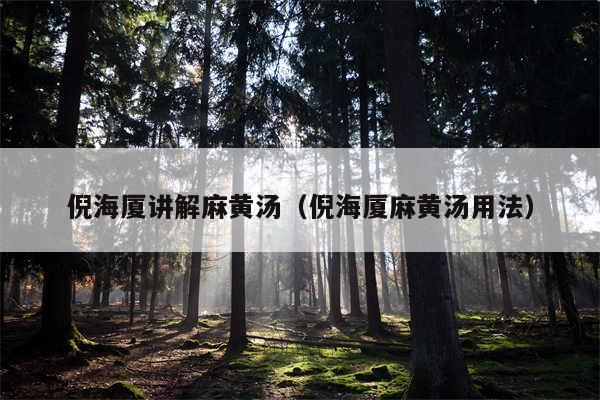 倪海厦讲解麻黄汤（倪海厦麻黄汤用法）