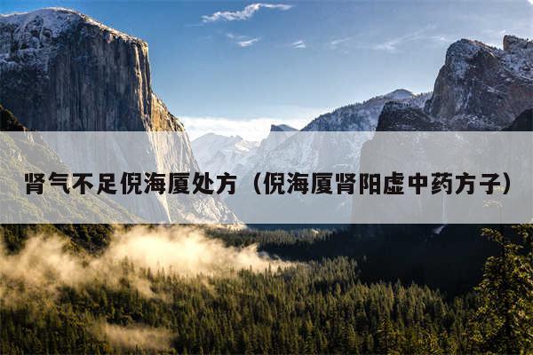 肾气不足倪海厦处方（倪海厦肾阳虚中药方子）