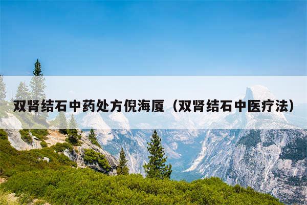 双肾结石中药处方倪海厦（双肾结石中医疗法）