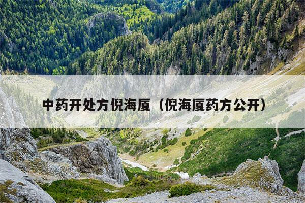 中药开处方倪海厦（倪海厦药方公开）
