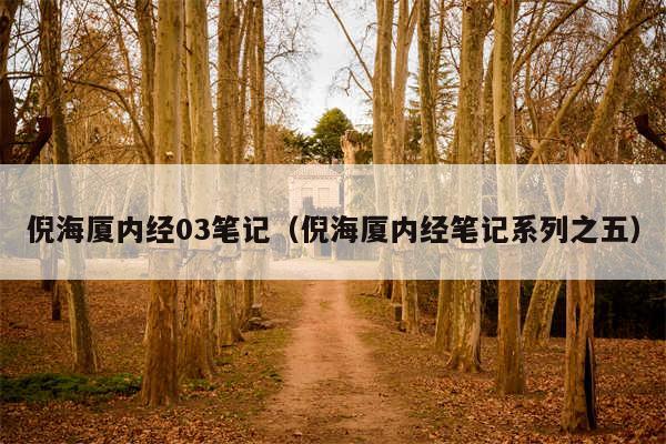 倪海厦内经03笔记（倪海厦内经笔记系列之五）