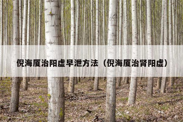 倪海厦治阳虚早泄方法（倪海厦治肾阳虚）