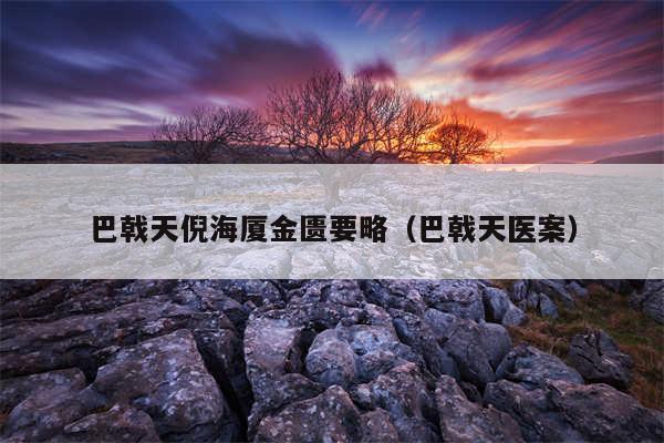 巴戟天倪海厦金匮要略（巴戟天医案）
