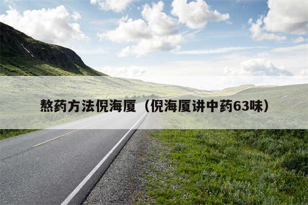 熬药方法倪海厦（倪海厦讲中药63味）
