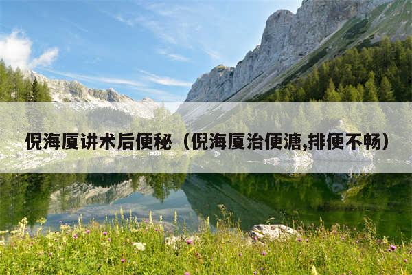 倪海厦讲术后便秘（倪海厦治便溏,排便不畅）