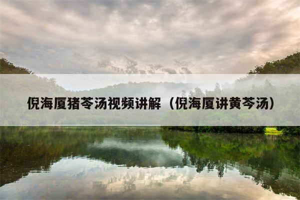 倪海厦猪苓汤视频讲解（倪海厦讲黄芩汤）