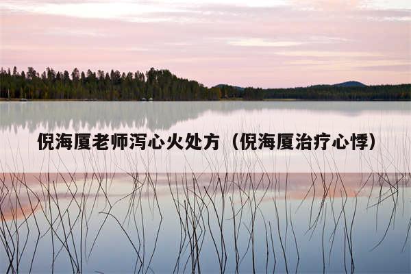 倪海厦老师泻心火处方（倪海厦治疗心悸）
