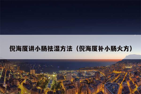倪海厦讲小肠祛湿方法(倪海厦补小肠火方)
