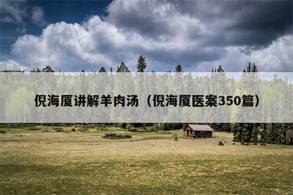 倪海厦讲解羊肉汤（倪海厦医案350篇）