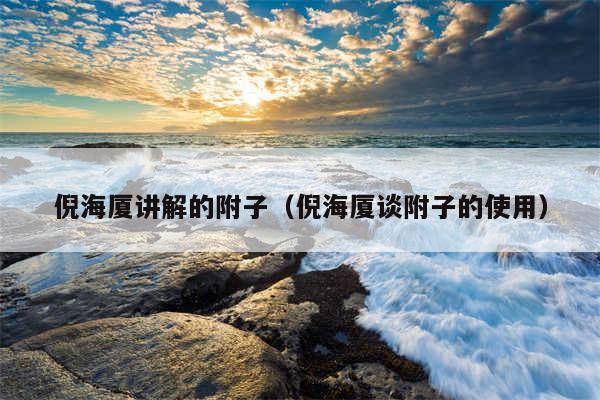 倪海厦讲解的附子(倪海厦谈附子的使用)