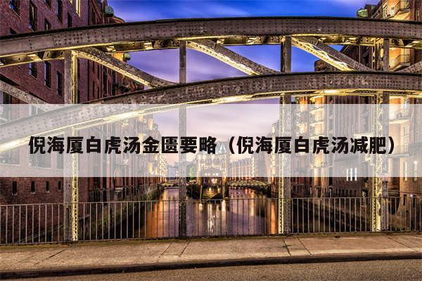 倪海厦白虎汤金匮要略（倪海厦白虎汤减肥）