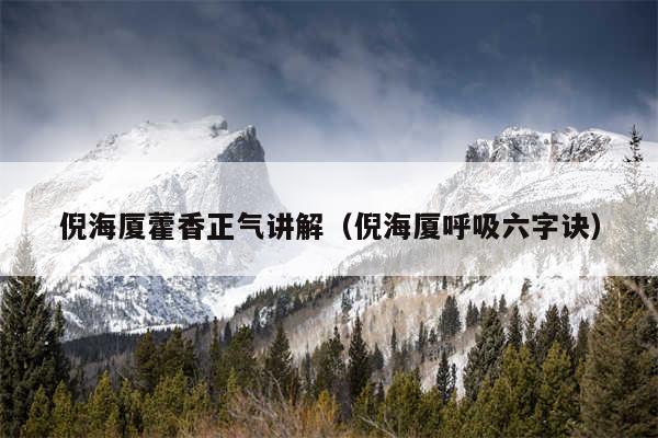 倪海厦藿香正气讲解(倪海厦呼吸六字诀)