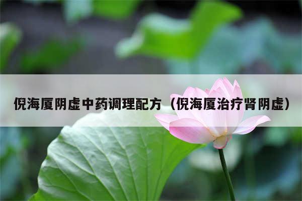 倪海厦阴虚中药调理配方(倪海厦治疗肾阴虚)