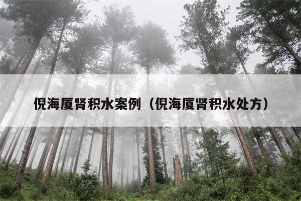 倪海厦肾积水案例（倪海厦肾积水处方）