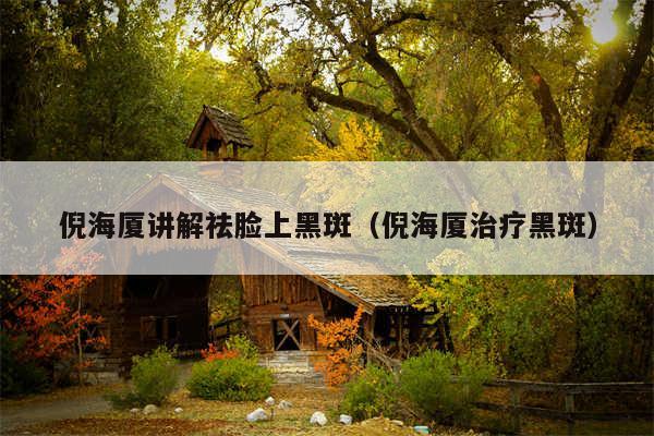 倪海厦讲解祛脸上黑斑(倪海厦治疗黑斑)