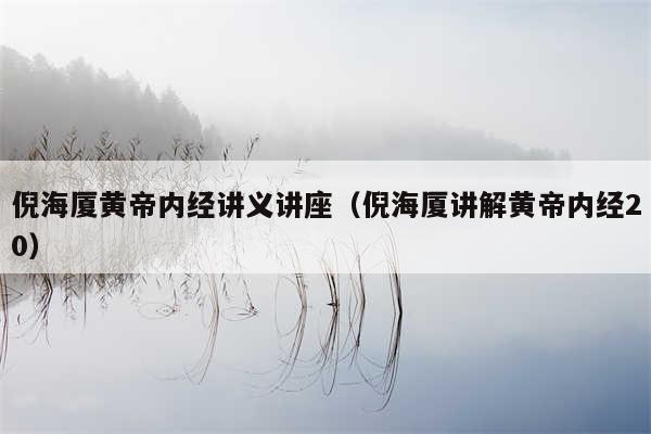 倪海厦黄帝内经讲义讲座（倪海厦讲解黄帝内经20）