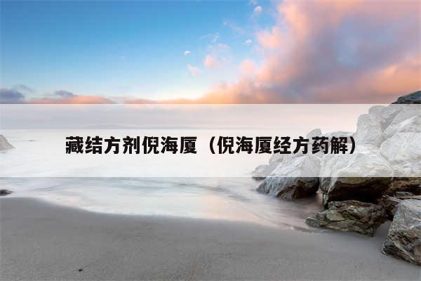 藏结方剂倪海厦(倪海厦经方药解)