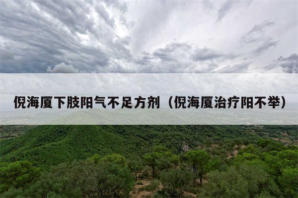 倪海厦下肢阳气不足方剂(倪海厦治疗阳不举)