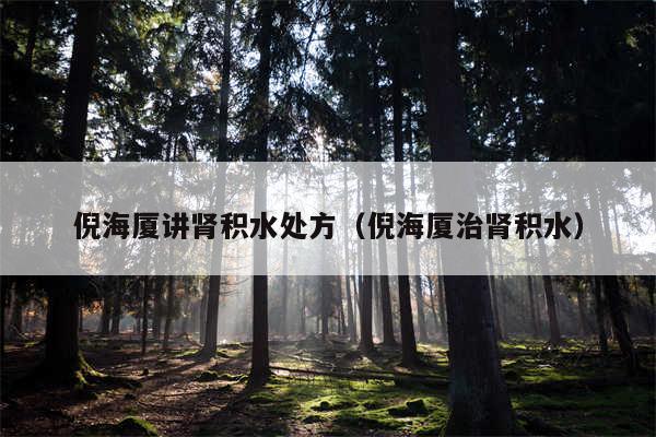 倪海厦讲肾积水处方（倪海厦治肾积水）