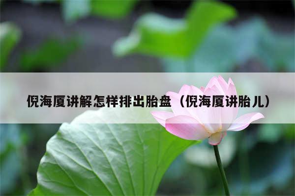 倪海厦讲解怎样排出胎盘（倪海厦讲胎儿）