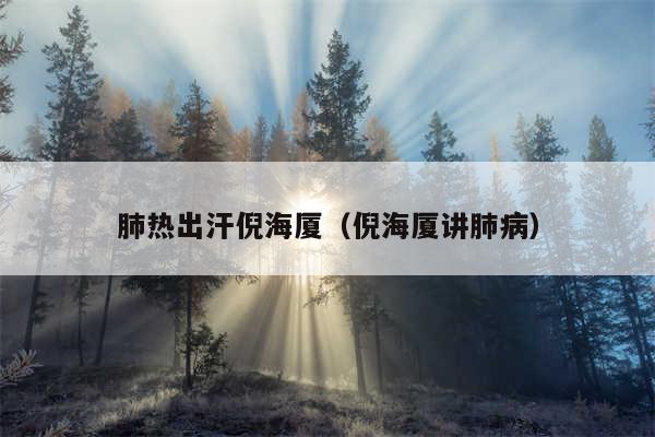 肺热出汗倪海厦（倪海厦讲肺病）