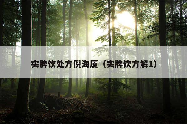 实脾饮处方倪海厦（实脾饮方解1）