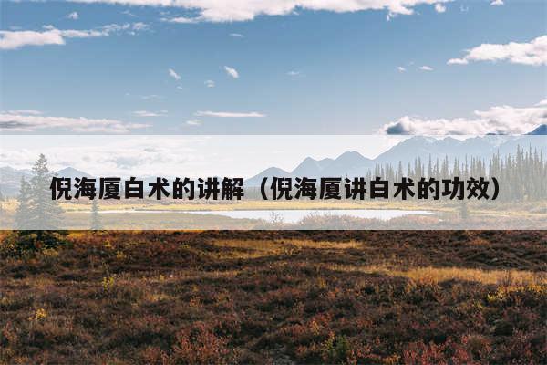 倪海厦白术的讲解（倪海厦讲白术的功效）