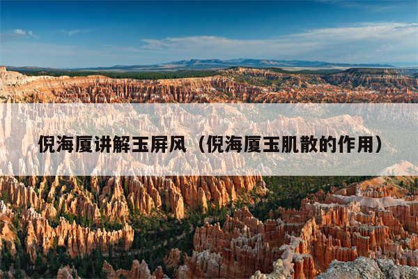 倪海厦讲解玉屏风(倪海厦玉肌散的作用)