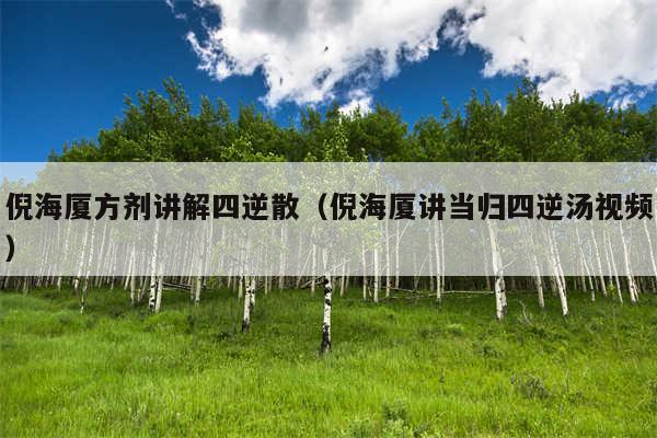 倪海厦方剂讲解四逆散（倪海厦讲当归四逆汤视频）