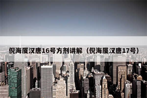 倪海厦汉唐16号方剂讲解（倪海厦汉唐17号）