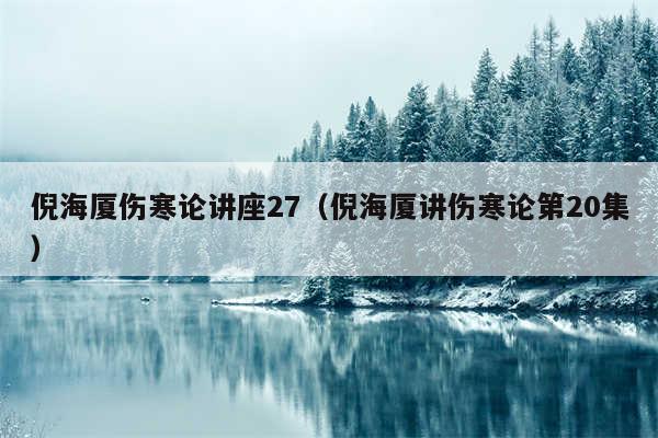 倪海厦伤寒论讲座27（倪海厦讲伤寒论第20集）