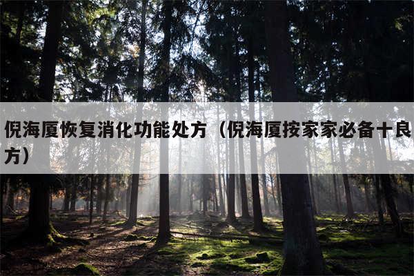 倪海厦恢复消化功能处方(倪海厦按家家必备十良方)